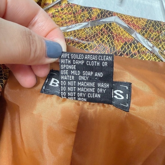 Vintage Buttons Snake Print Vegan Leather Retro Belted Women’s Blaxer Sz L - Picture 8 of 12